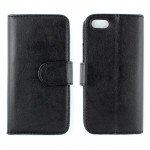 Wholesale iPhone 5 5S Simple Leather Wallet Case with Stand (Black)